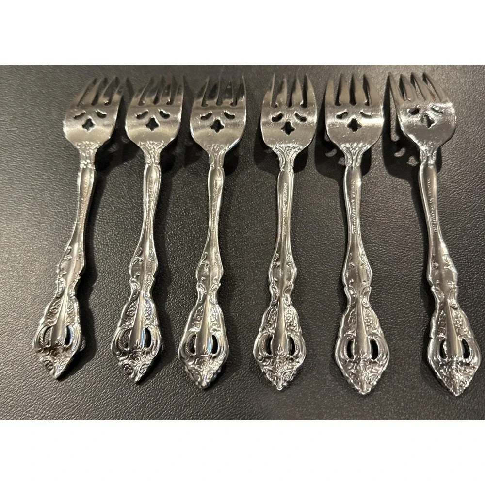 Oneida Michelangelo Heirloom Cube Salad Forks‎ Fork Set Of 6 Stainless Flatware